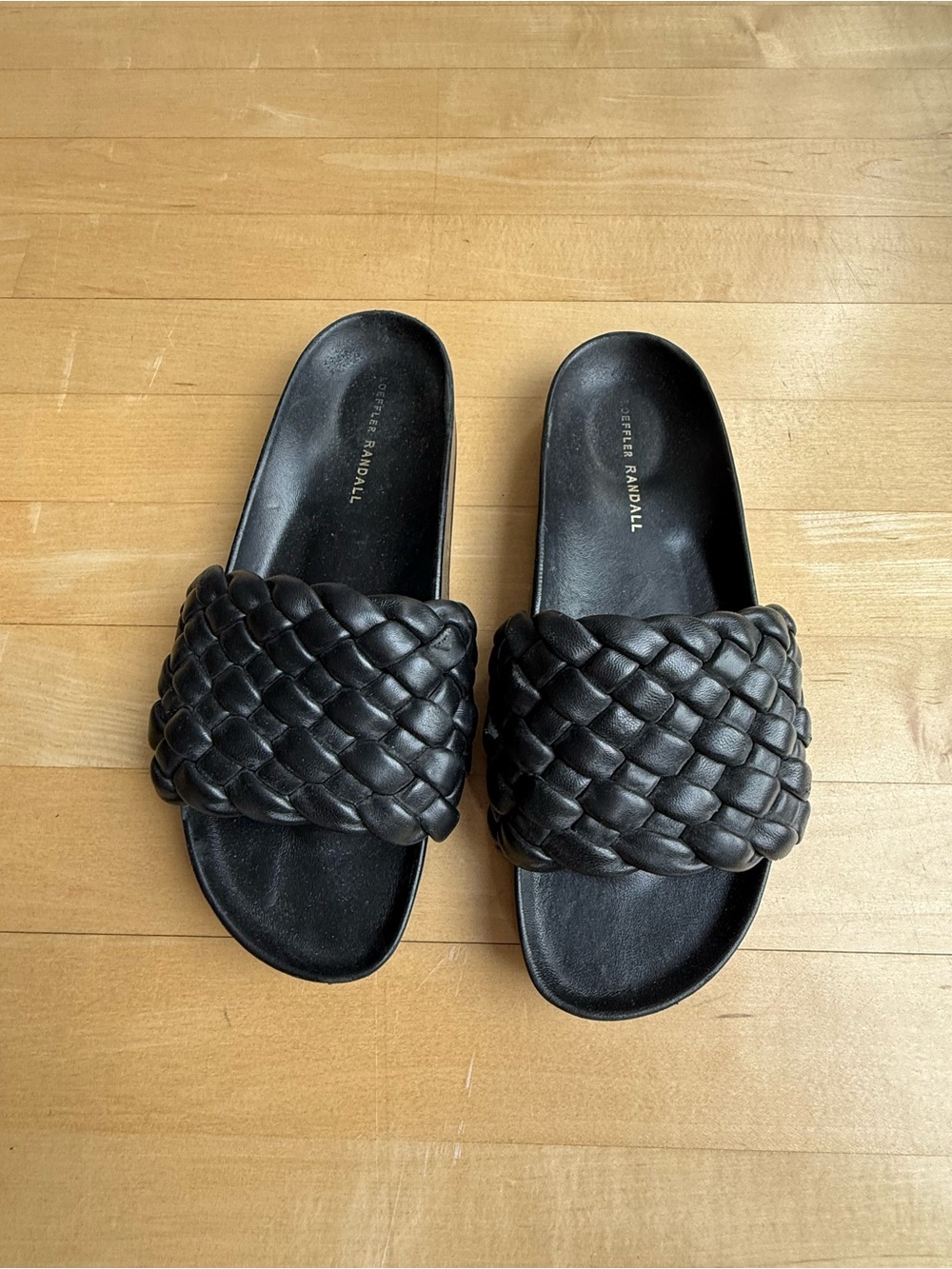 Loeffler Randall Black Woven Slide Sandals